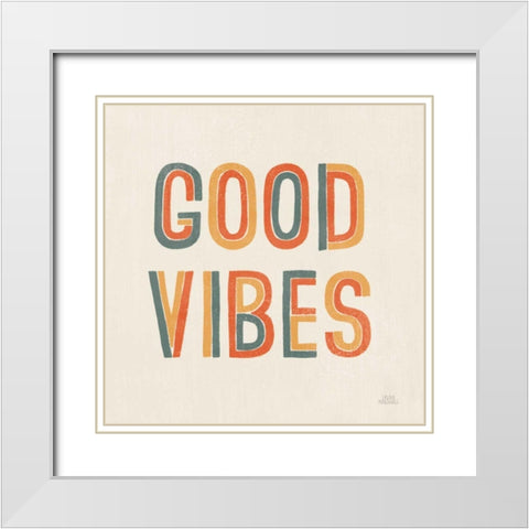 Retro Words I White Modern Wood Framed Art Print with Double Matting by Marshall, Laura