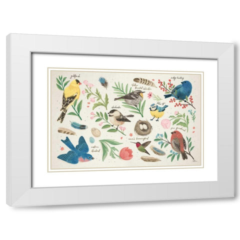 Bird Study I White Modern Wood Framed Art Print with Double Matting by Penner, Janelle