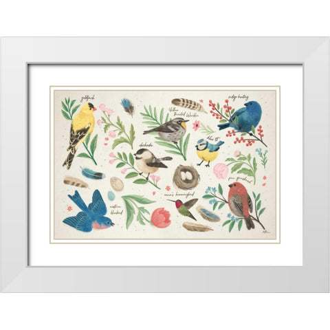 Bird Study I White Modern Wood Framed Art Print with Double Matting by Penner, Janelle