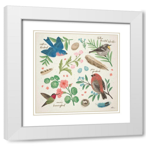 Bird Study III White Modern Wood Framed Art Print with Double Matting by Penner, Janelle