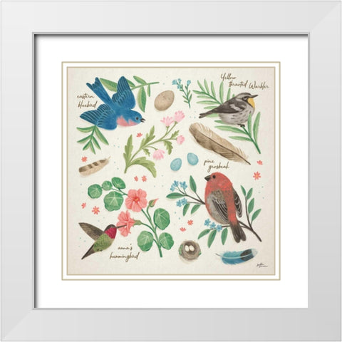 Bird Study III White Modern Wood Framed Art Print with Double Matting by Penner, Janelle
