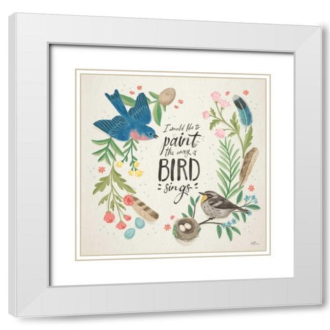 Bird Study V White Modern Wood Framed Art Print with Double Matting by Penner, Janelle