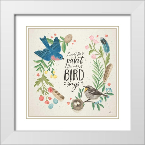 Bird Study V White Modern Wood Framed Art Print with Double Matting by Penner, Janelle