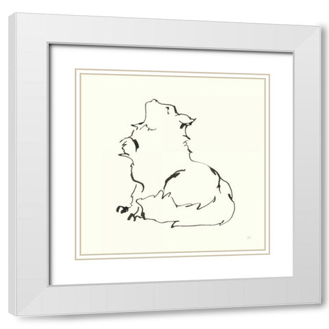 Line Kitten I White Modern Wood Framed Art Print with Double Matting by Paschke, Chris