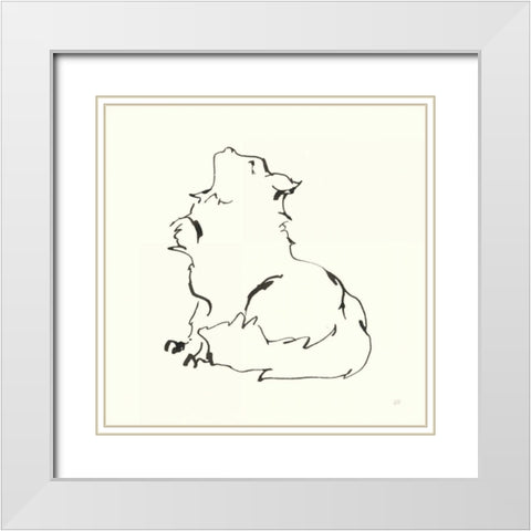 Line Kitten I White Modern Wood Framed Art Print with Double Matting by Paschke, Chris