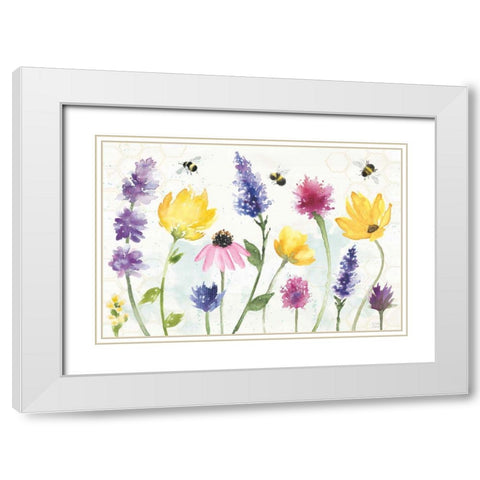 Bee Harmony I White Modern Wood Framed Art Print with Double Matting by June, Dina