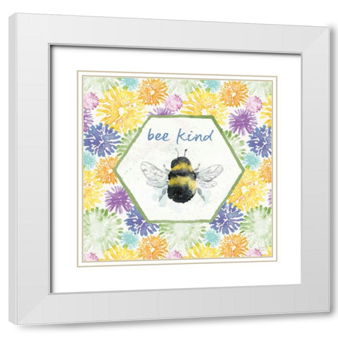 Bee Harmony VII White Modern Wood Framed Art Print with Double Matting by June, Dina