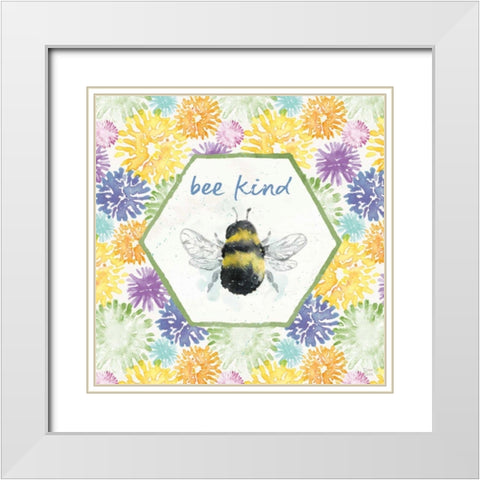 Bee Harmony VII White Modern Wood Framed Art Print with Double Matting by June, Dina