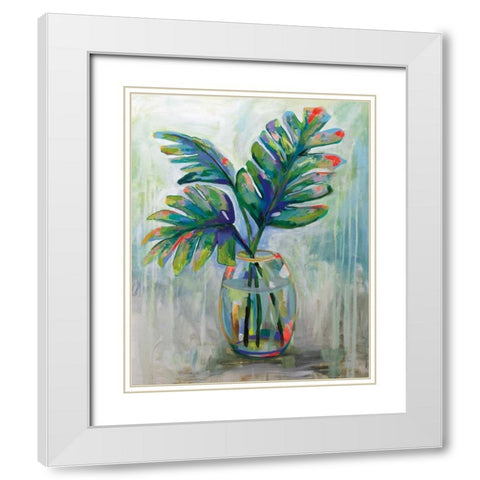 Palm Leaves II Red White Modern Wood Framed Art Print with Double Matting by Vertentes, Jeanette