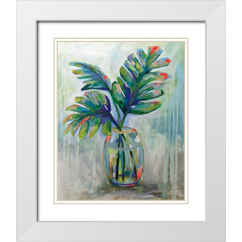 Palm Leaves II Red White Modern Wood Framed Art Print with Double Matting by Vertentes, Jeanette