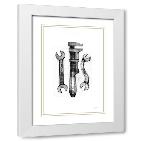 Wrenches White Modern Wood Framed Art Print with Double Matting by Schick, Mike