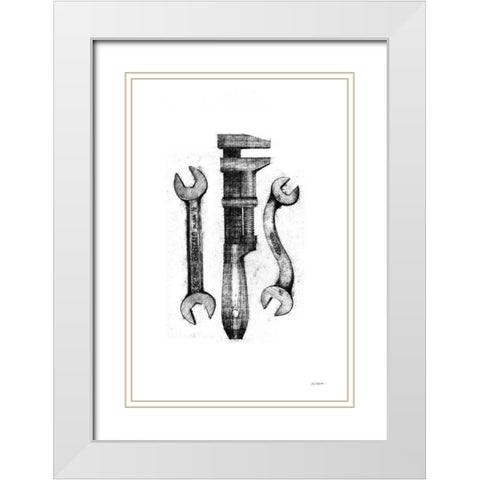 Wrenches White Modern Wood Framed Art Print with Double Matting by Schick, Mike