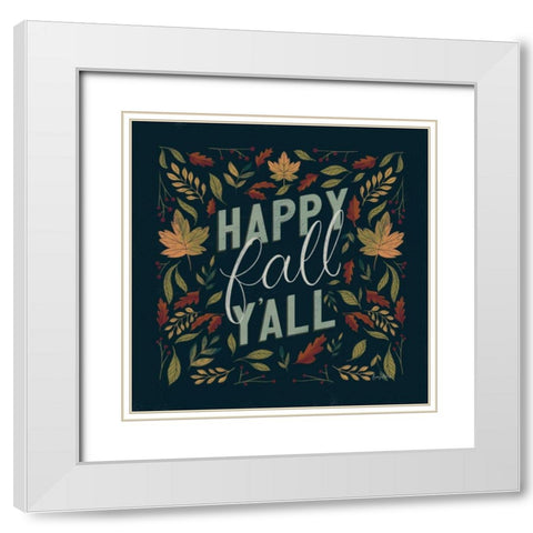 Autumn Sayings I v2 White Modern Wood Framed Art Print with Double Matting by Thorns, Becky
