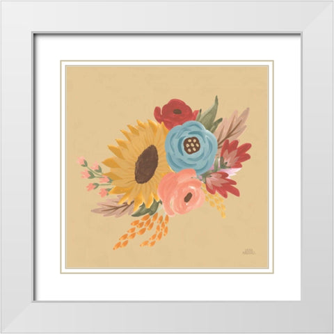 Harvest Garden Flowers I White Modern Wood Framed Art Print with Double Matting by Marshall, Laura