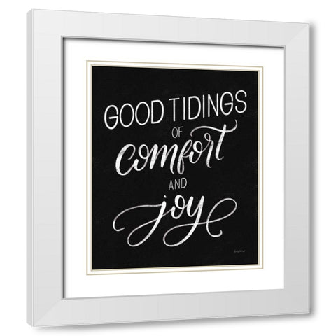 Christmas Sayings V Words White Modern Wood Framed Art Print with Double Matting by Thorns, Becky