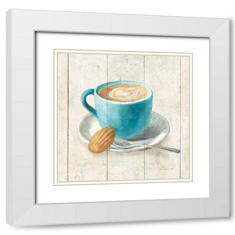 Wake Me Up Coffee I White Modern Wood Framed Art Print with Double Matting by Nai, Danhui