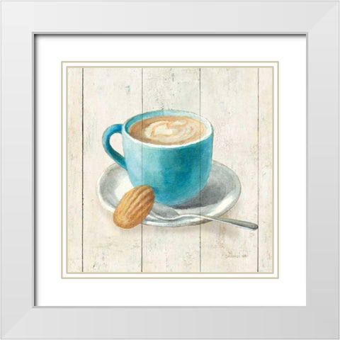 Wake Me Up Coffee I White Modern Wood Framed Art Print with Double Matting by Nai, Danhui