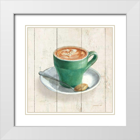 Wake Me Up Coffee II White Modern Wood Framed Art Print with Double Matting by Nai, Danhui