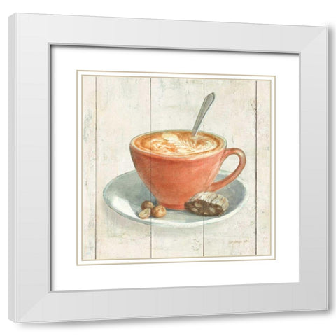 Wake Me Up Coffee III White Modern Wood Framed Art Print with Double Matting by Nai, Danhui