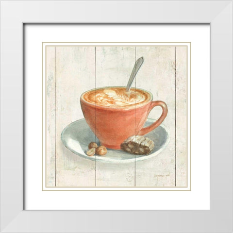 Wake Me Up Coffee III White Modern Wood Framed Art Print with Double Matting by Nai, Danhui