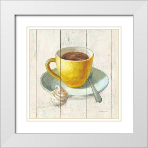 Wake Me Up Coffee IV White Modern Wood Framed Art Print with Double Matting by Nai, Danhui