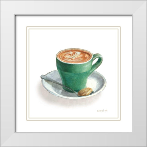 Wake Me Up Coffee II on White White Modern Wood Framed Art Print with Double Matting by Nai, Danhui