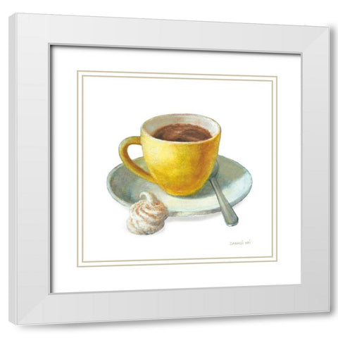 Wake Me Up Coffee IV on White White Modern Wood Framed Art Print with Double Matting by Nai, Danhui