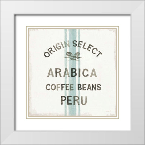 Wake Me Up Coffee Sack I White Modern Wood Framed Art Print with Double Matting by Nai, Danhui