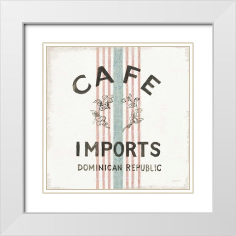 Wake Me Up Coffee Sack II White Modern Wood Framed Art Print with Double Matting by Nai, Danhui