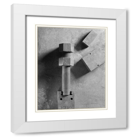 Bridge Bolts White Modern Wood Framed Art Print with Double Matting by Goldstein, Ed