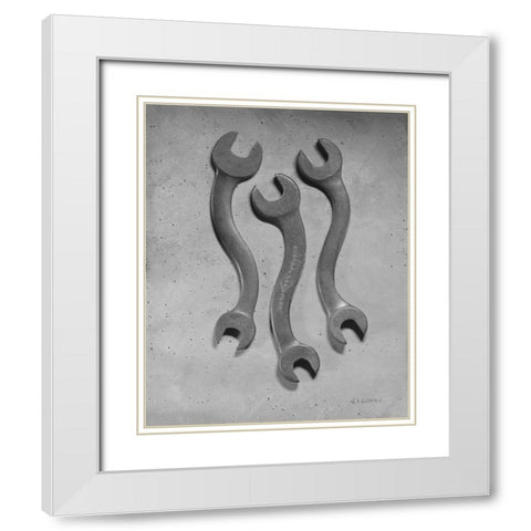 Dancing Wrenches White Modern Wood Framed Art Print with Double Matting by Goldstein, Ed