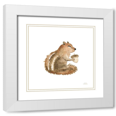Woodland Whimsy Squirrel White Modern Wood Framed Art Print with Double Matting by Marshall, Laura