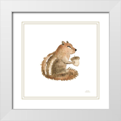 Woodland Whimsy Squirrel White Modern Wood Framed Art Print with Double Matting by Marshall, Laura