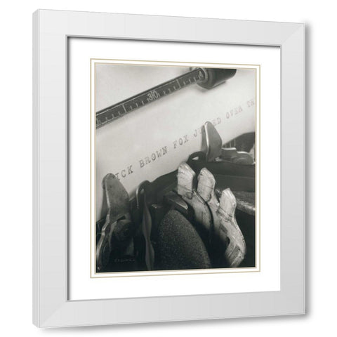 Typewriter White Modern Wood Framed Art Print with Double Matting by Goldstein, Ed