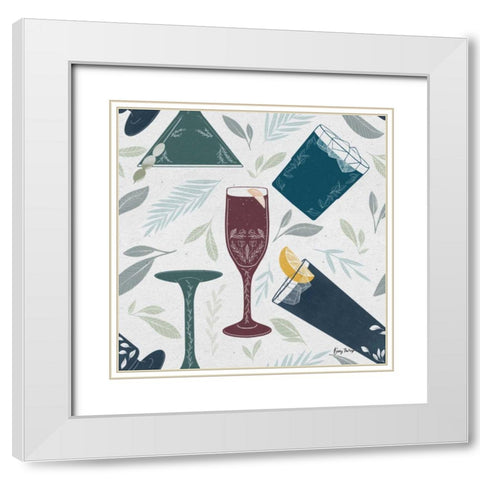 Fruity Cocktails Pattern IV White Modern Wood Framed Art Print with Double Matting by Thorns, Becky
