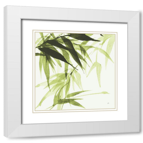 Bamboo IV Green White Modern Wood Framed Art Print with Double Matting by Paschke, Chris
