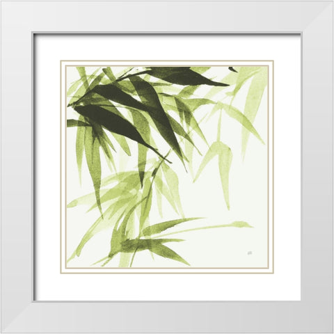 Bamboo IV Green White Modern Wood Framed Art Print with Double Matting by Paschke, Chris