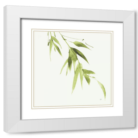 Bamboo VI Green White Modern Wood Framed Art Print with Double Matting by Paschke, Chris