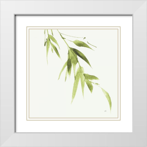 Bamboo VI Green White Modern Wood Framed Art Print with Double Matting by Paschke, Chris