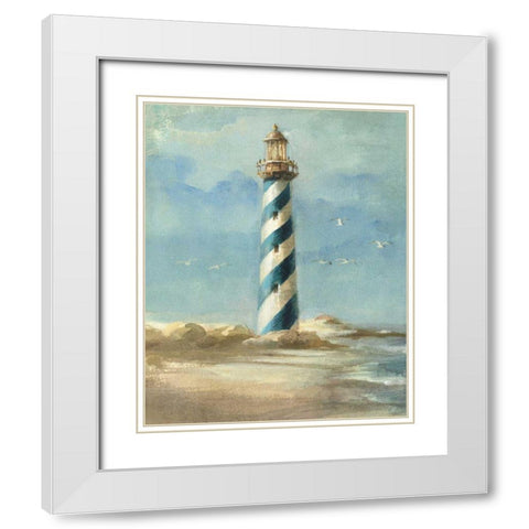 Lighthouse I White Modern Wood Framed Art Print with Double Matting by Nai, Danhui