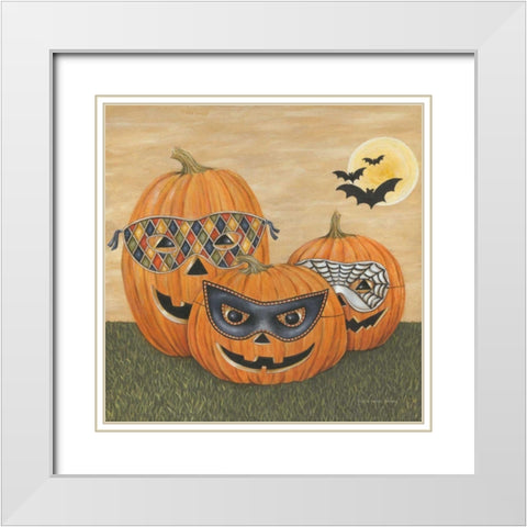 Funny Pumpkins White Modern Wood Framed Art Print with Double Matting by Brown, David Carter