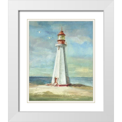 Lighthouse III White Modern Wood Framed Art Print with Double Matting by Nai, Danhui