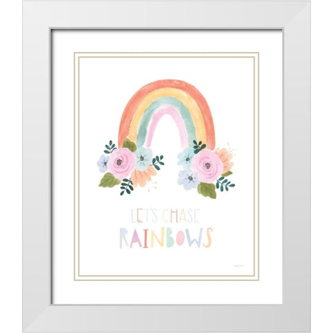 Lets Chase Rainbows I White Modern Wood Framed Art Print with Double Matting by Jackson, Jenaya