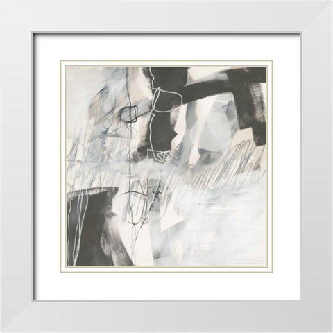 Whats Happening V Neutral White Modern Wood Framed Art Print with Double Matting by Davies, Jane