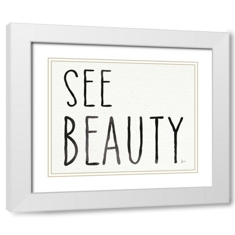 Little Jewels See Beauty White Modern Wood Framed Art Print with Double Matting by Aiken, Jess