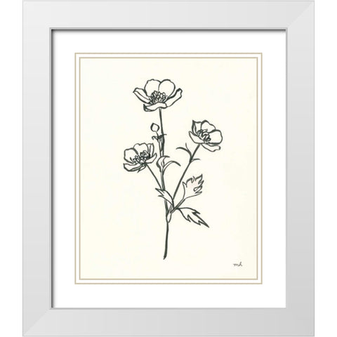 Buttercup White Modern Wood Framed Art Print with Double Matting by Hershey, Moira