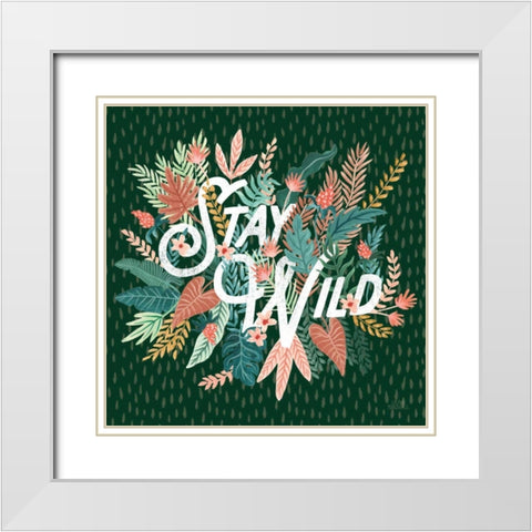 Jungle Hangout V No Sloth Emerald Green White Modern Wood Framed Art Print with Double Matting by Marshall, Laura