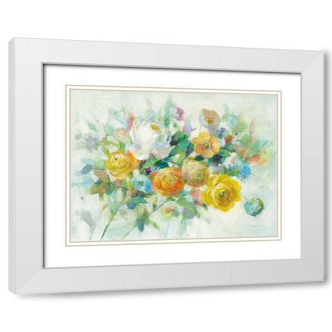 Blooming Splendor II White Modern Wood Framed Art Print with Double Matting by Nai, Danhui