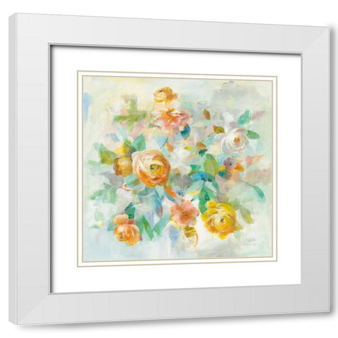 Blooming Splendor V White Modern Wood Framed Art Print with Double Matting by Nai, Danhui