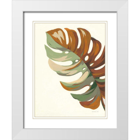 Retro Big Leaf III White Modern Wood Framed Art Print with Double Matting by Nai, Danhui